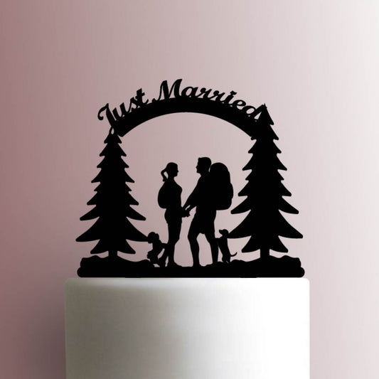 Hiking Couple Just Married - Acrylic Cake Topper
