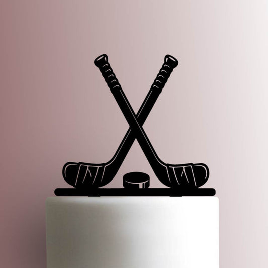 Hockey Sticks with Puck - Acrylic Cake Topper