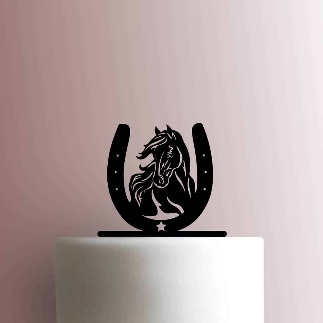Horse in Horseshoe - Acrylic Cake Topper