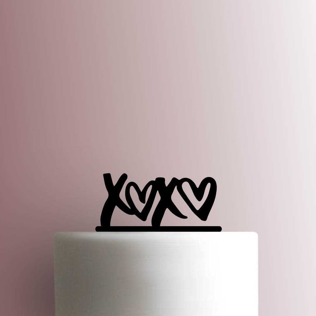 Hugs and Kisses Hearts - Acrylic Cake Topper