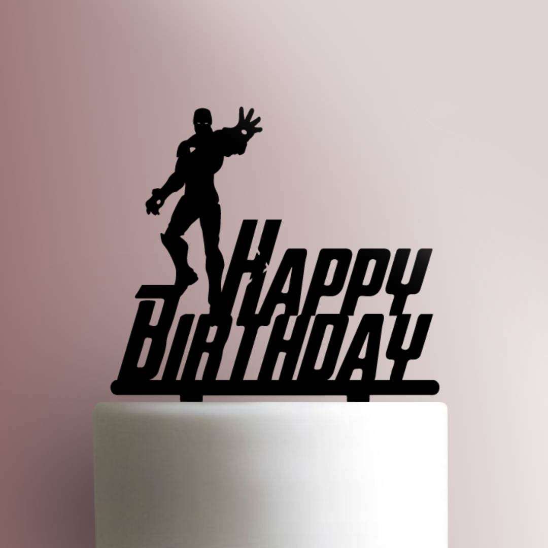 Iron Man Happy Birthday- Acrylic Cake Topper