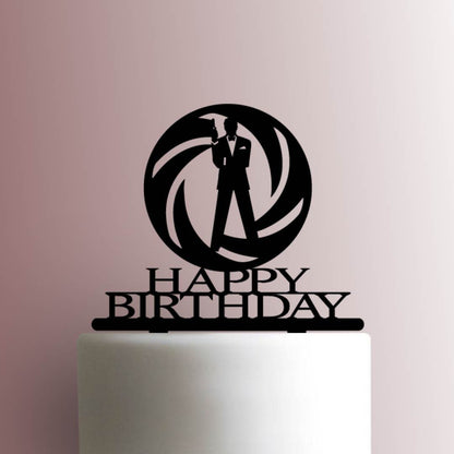 James Bond Happy Birthday - Acrylic Cake Topper