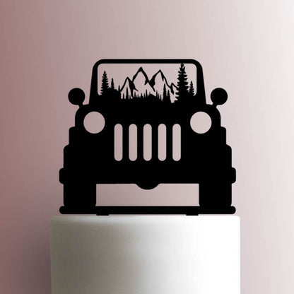Jeep with Mountains - Acrylic Cake Topper