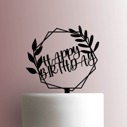 Leaves Happy Birthday - Acrylic Cake Topper
