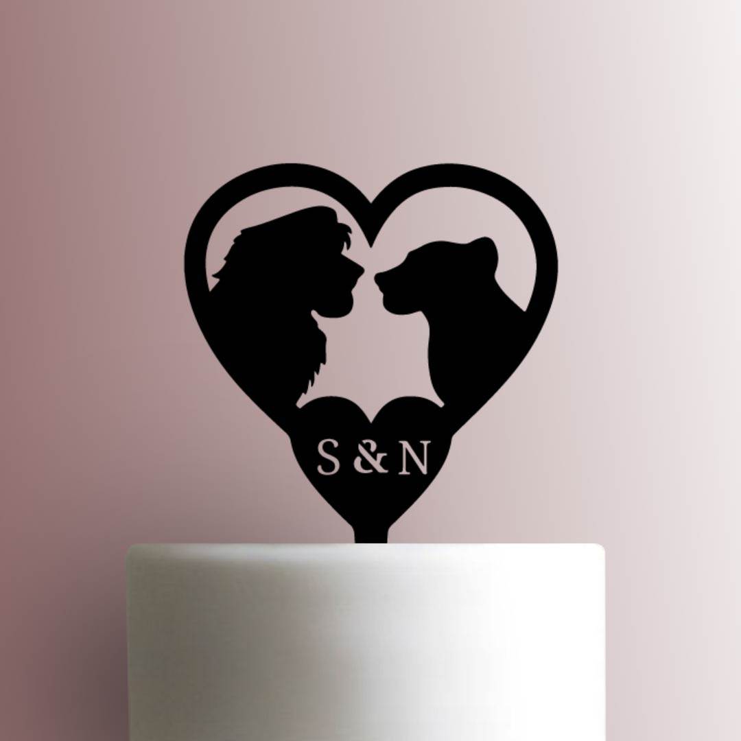 Lion King Heart Initials - Acrylic Cake Topper
