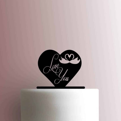 Love You Heart Swans - Acrylic Cake Topper