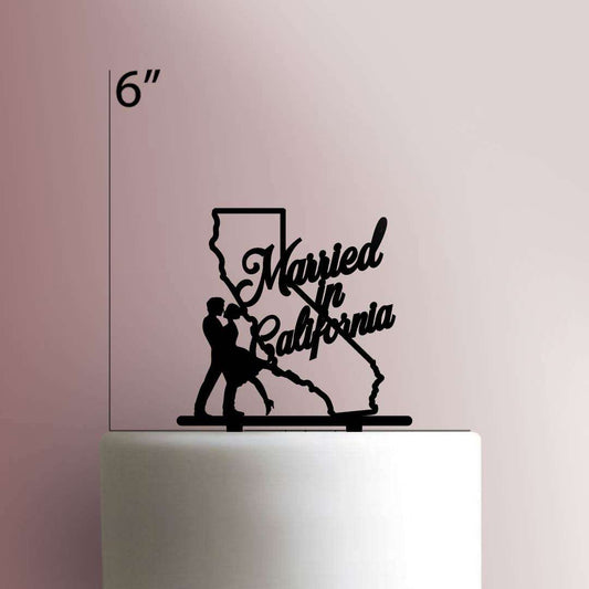 Married in California- Acrylic Cake Topper