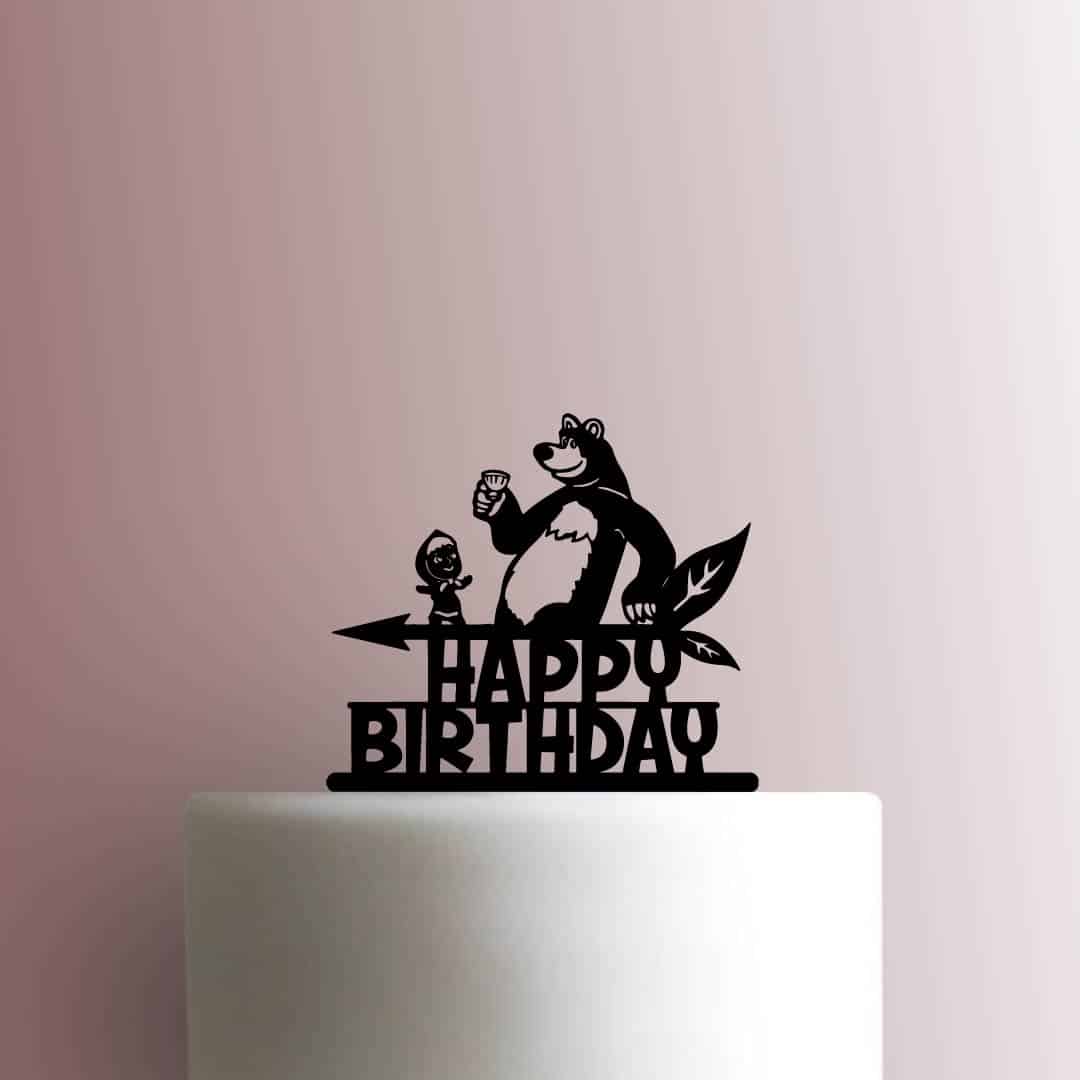 Masha and the Bear Happy Birthday - Acrylic Cake Topper