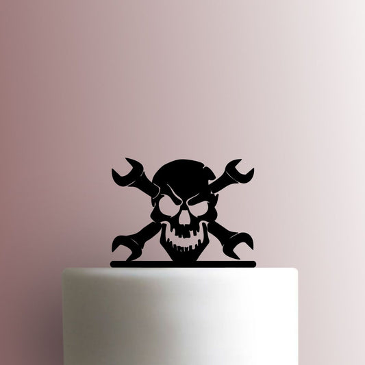 Mechanic Skull with Crossbones - Acrylic Cake Topper