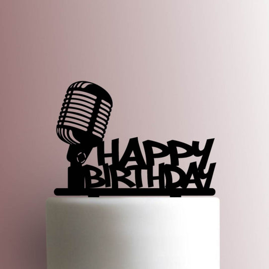 Microphone Happy Birthday - Acrylic Cake Topper