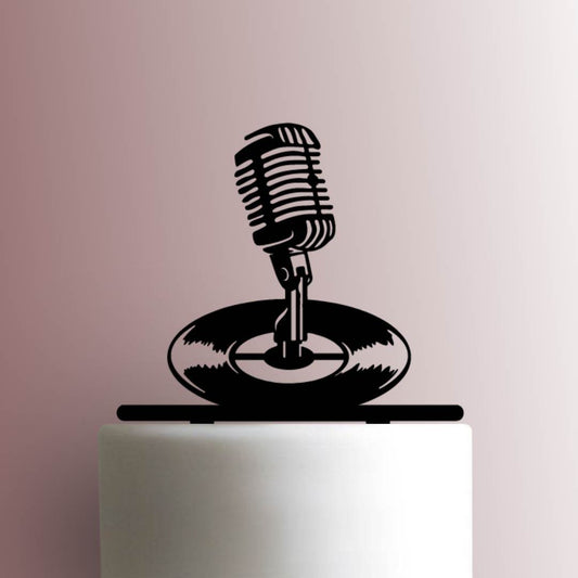 Microphone with Record - Acrylic Cake Topper