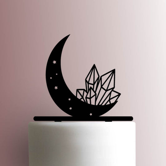 Moon with Crystals - Acrylic Cake Topper
