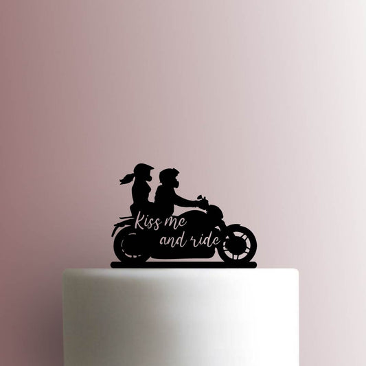 Motorcycle Couple Kiss Me and Ride - Acrylic Cake Topper