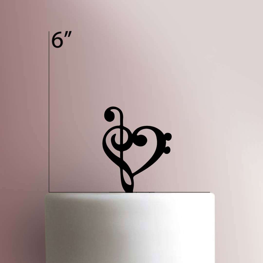 Music Clefs Heart- Acrylic Cake Topper