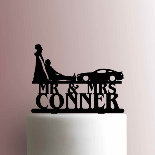 Mustang S197 Car Wedding Couple Name - Acrylic Cake Topper
