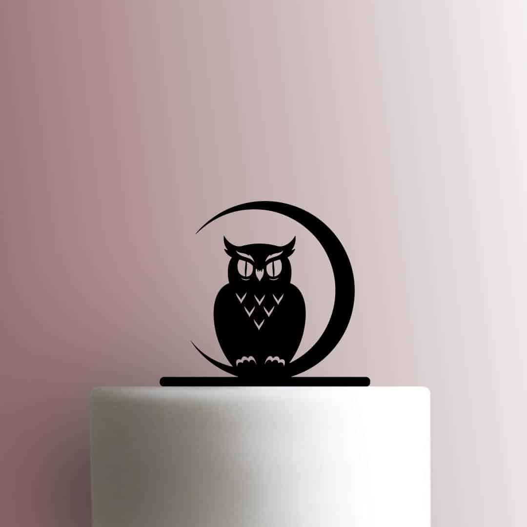 Owl on Moon - Acrylic Cake Topper