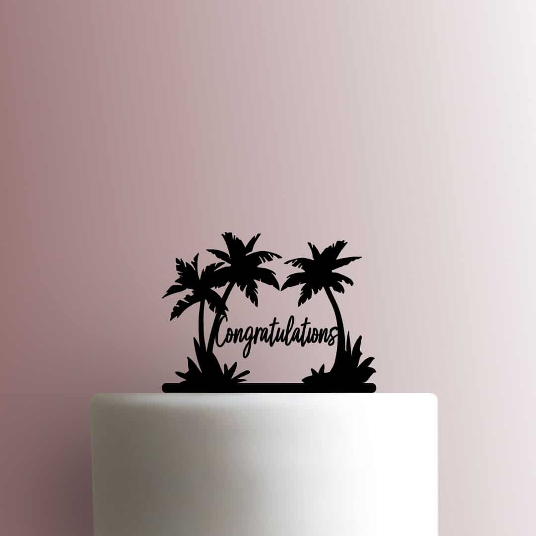 Palm Trees Congratulations - Acrylic Cake Topper