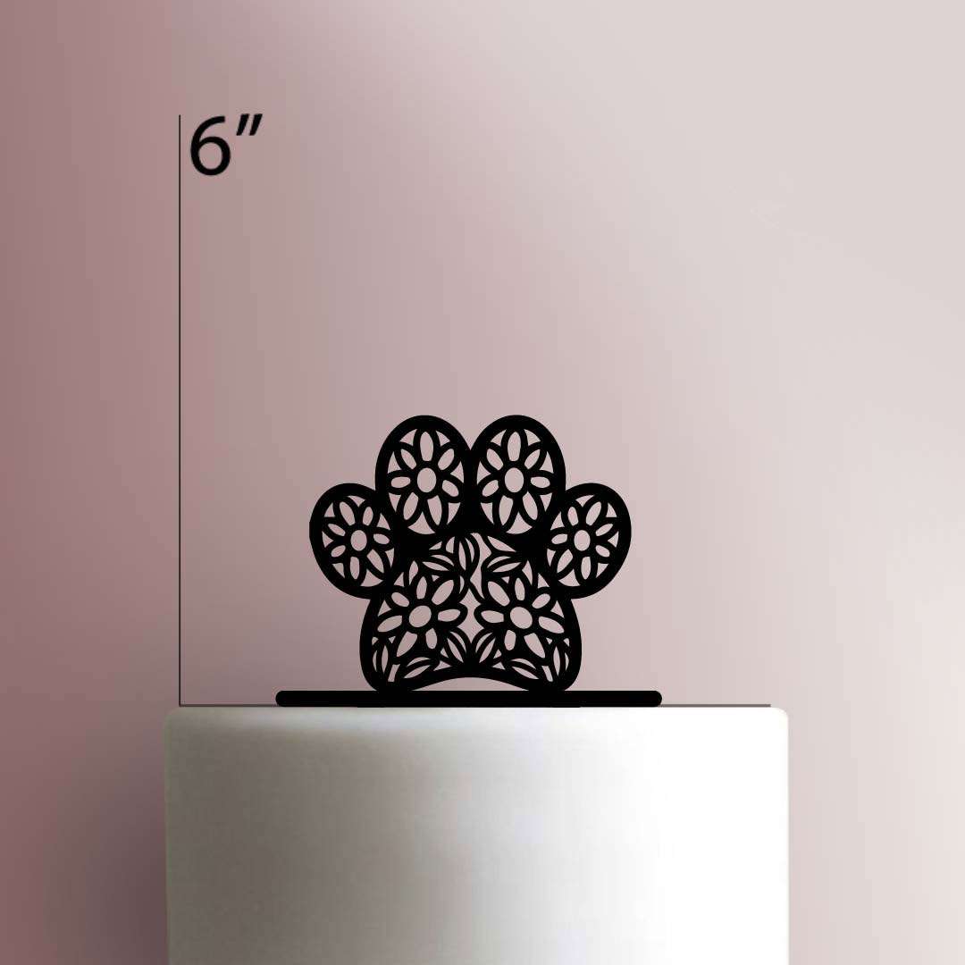 Paw Flowers- Acrylic Cake Topper
