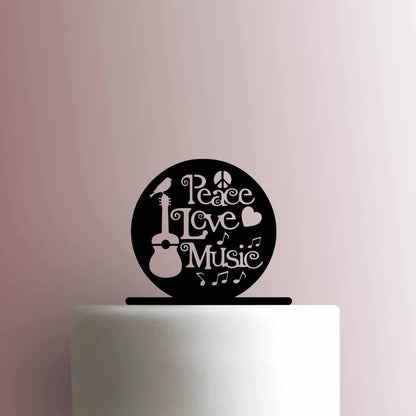 Peace Love and Music Record - Acrylic Cake Topper