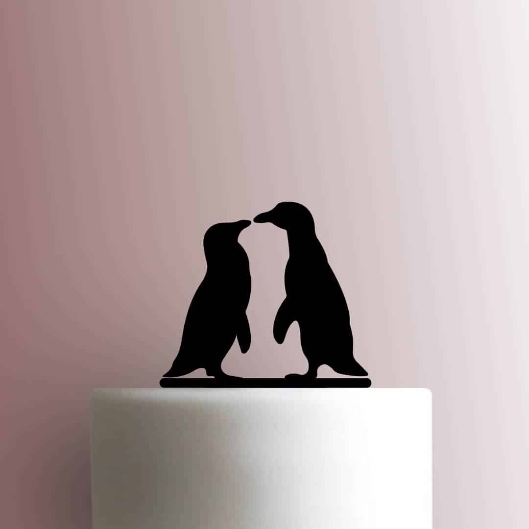 Penguins Kiss - Acrylic Cake Topper