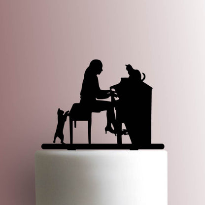 Pianist and Cats - Acrylic Cake Topper