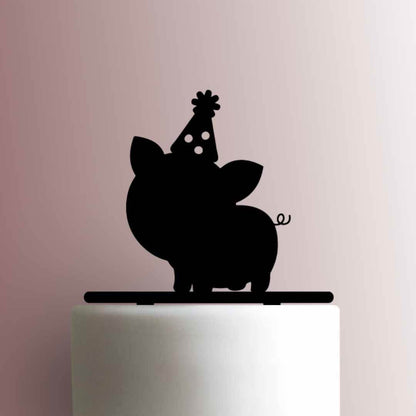 Pig with Party Hat - Acrylic Cake Topper