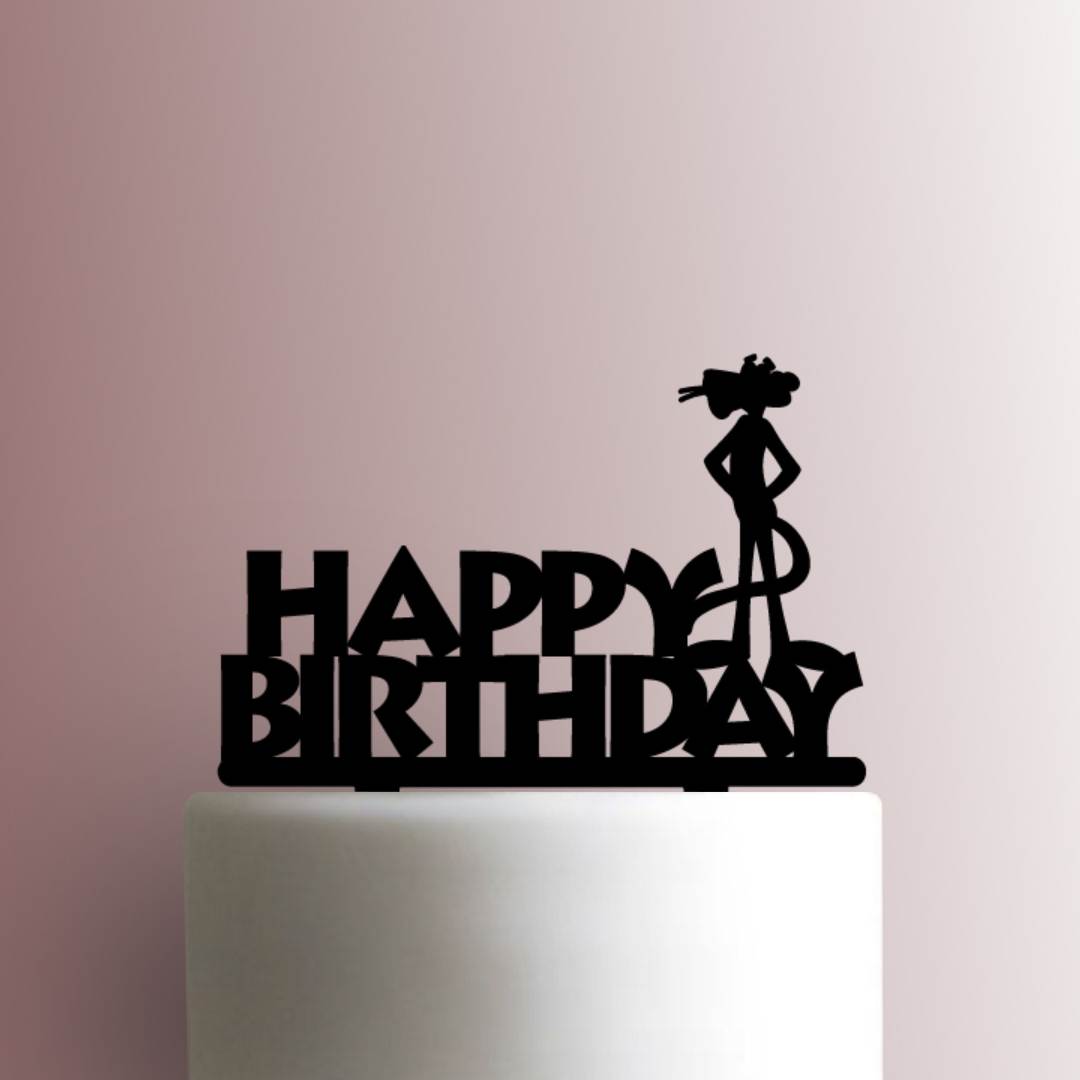 Pink Panther Happy Birthday - Acrylic Cake Topper