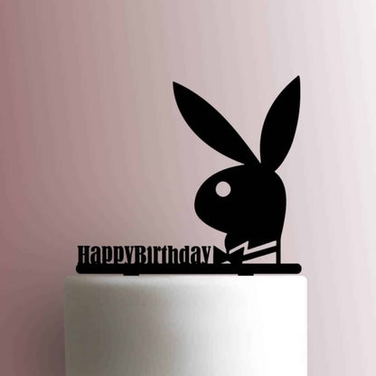 Playboy Bunny with Bowtie Happy Birthday - Acrylic Cake Topper