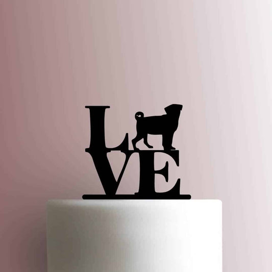 Pug Dog Love - Acrylic Cake Topper