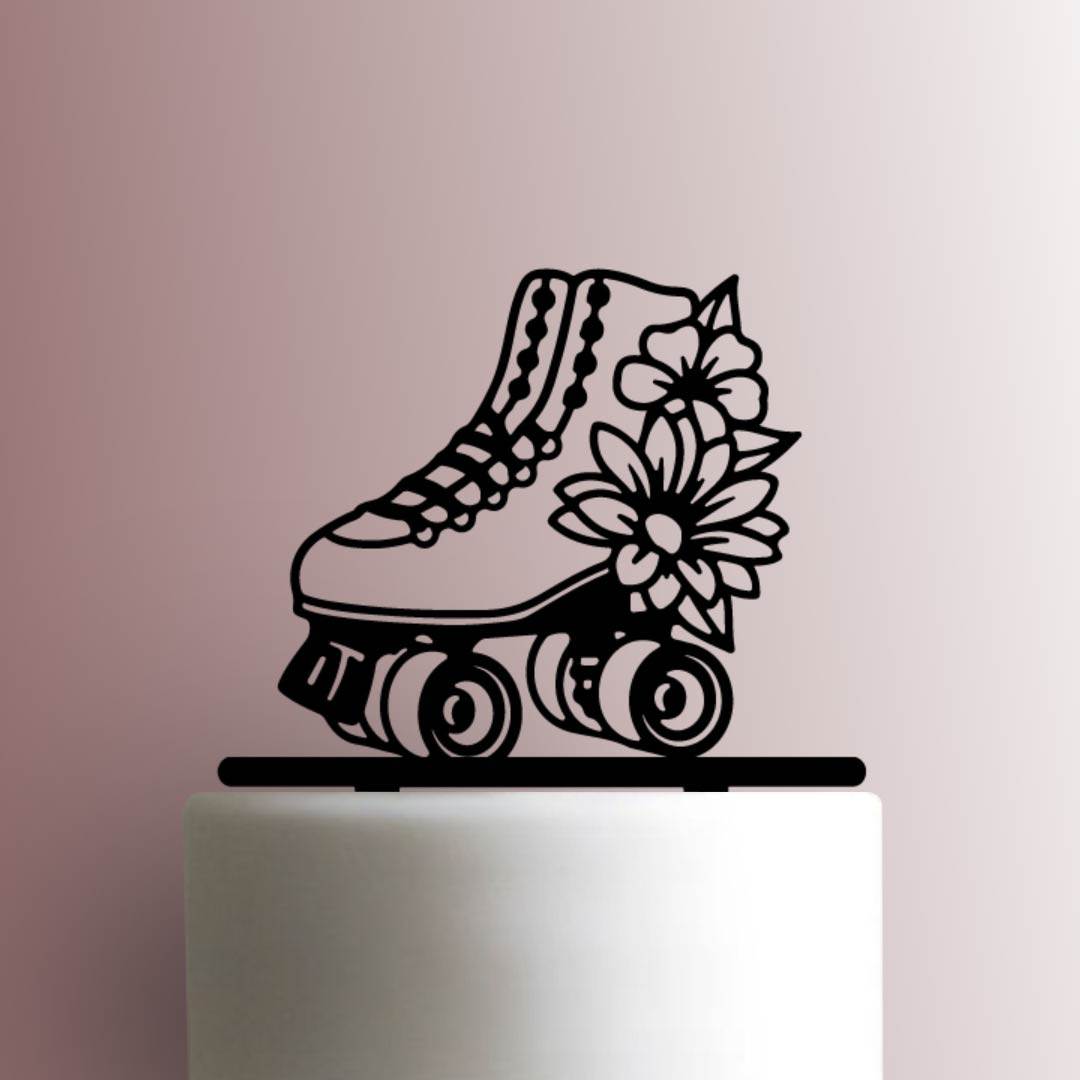 Roller Skate with Flowers - Acrylic Cake Topper