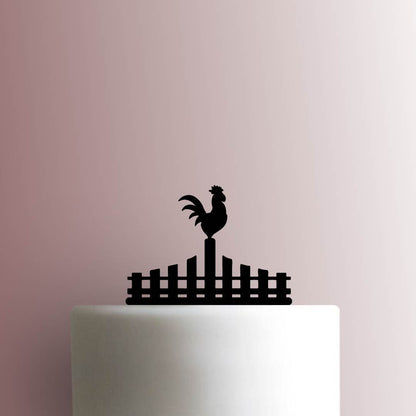 Rooster on Fence - Acrylic Cake Topper