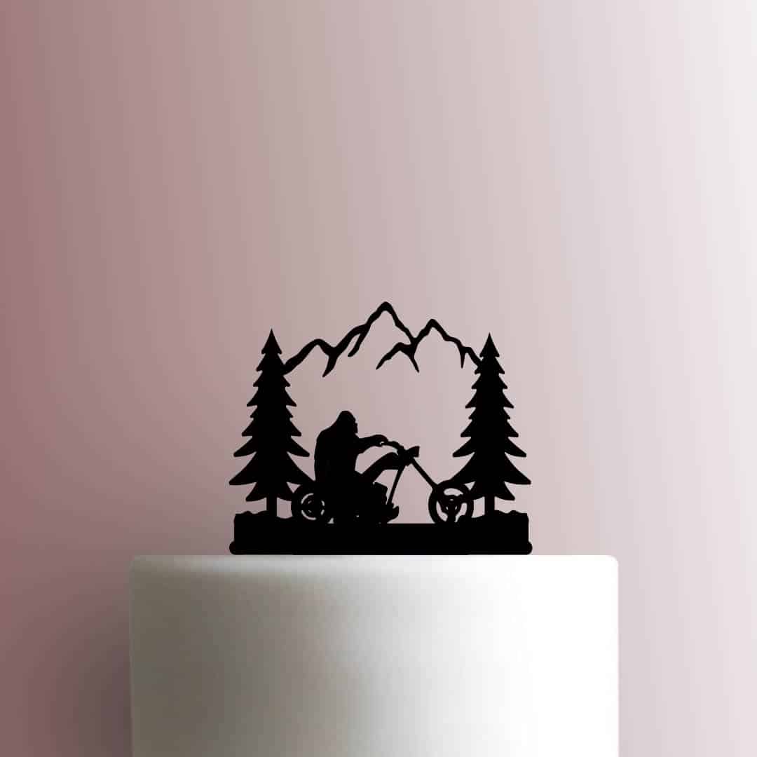 Sasquatch Riding Motorcycle - Acrylic Cake Topper