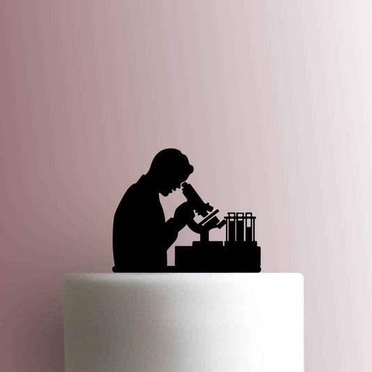 Scientist Looking in Microscope - Acrylic Cake Topper