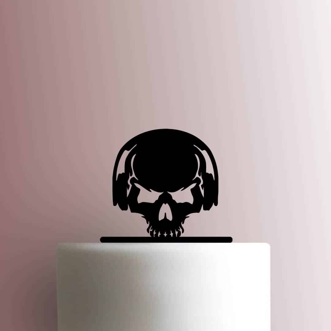 Skull with Headphones - Acrylic Cake Topper