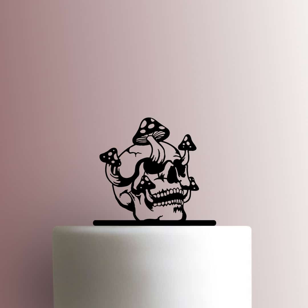 Skull with Mushrooms - Acrylic Cake Topper