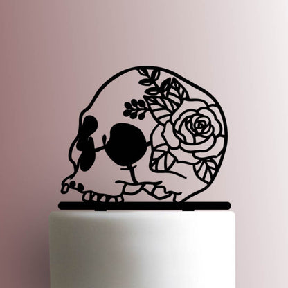 Skull with Rose Flower - Acrylic Cake Topper