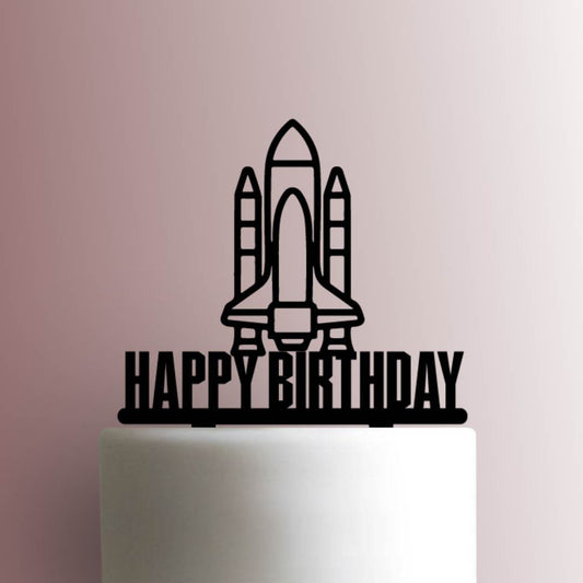Space Shuttle Happy Birthday - Acrylic Cake Topper