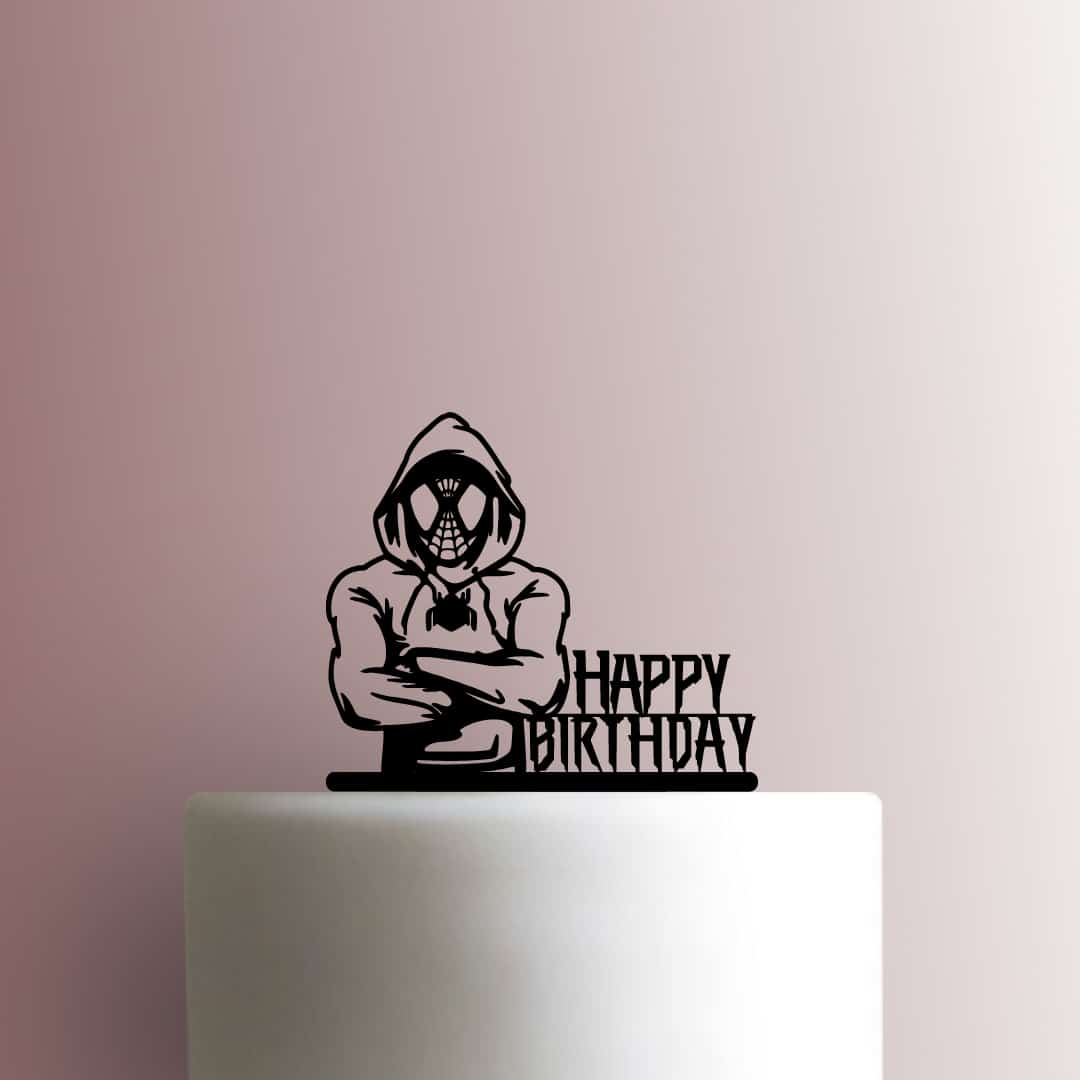 Spiderman in Sweater Happy Birthday - Acrylic Cake Topper