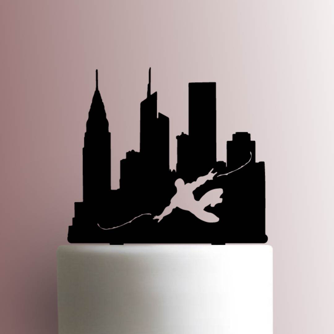 Spiderman with Skyline - Acrylic Cake Topper