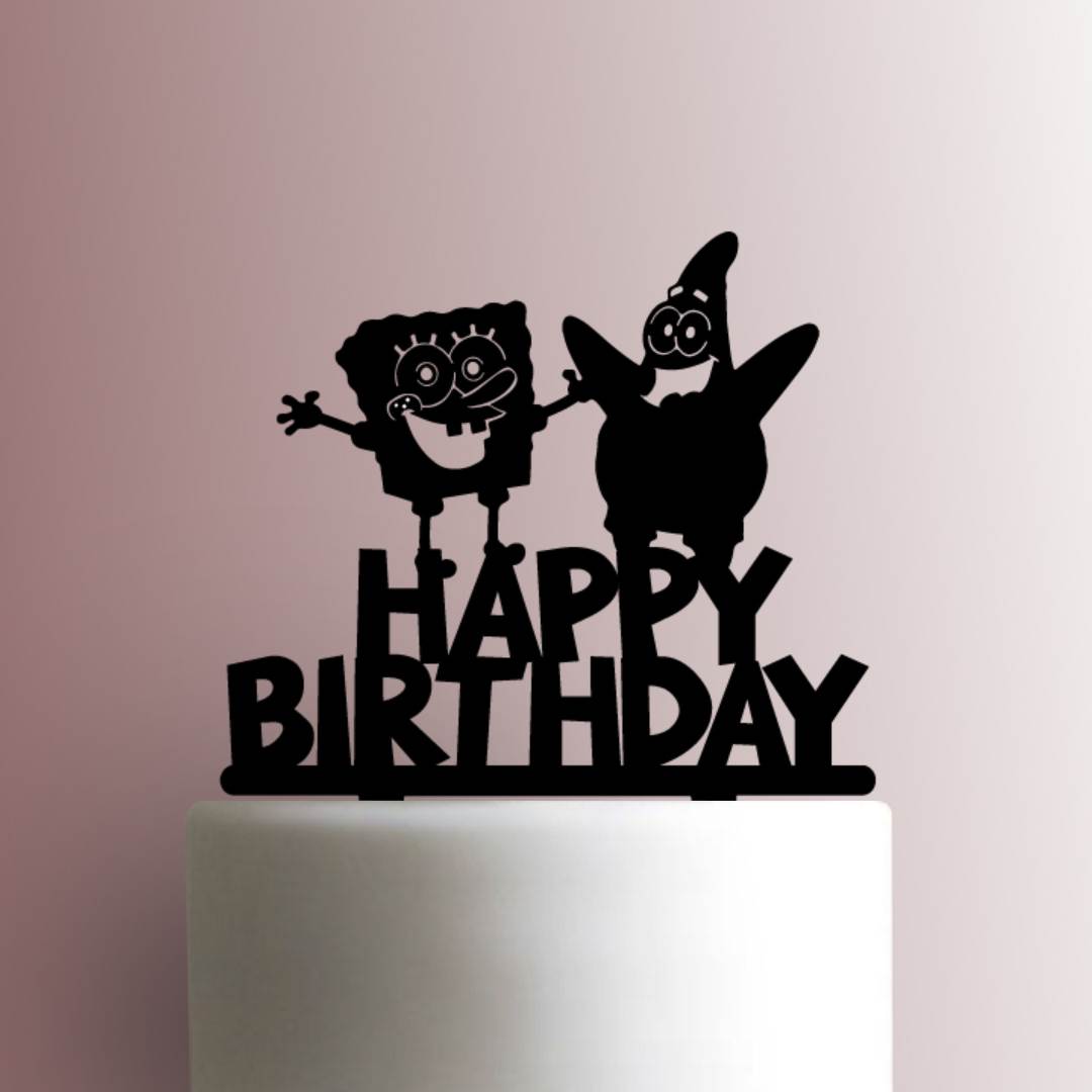 Spongebob Squarepants and Patrick Star Happy Birthday - Acrylic Cake Topper