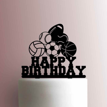 Sports Balls Happy Birthday - Acrylic Cake Topper