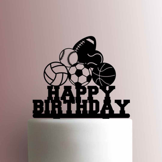 Sports Balls Happy Birthday - Acrylic Cake Topper