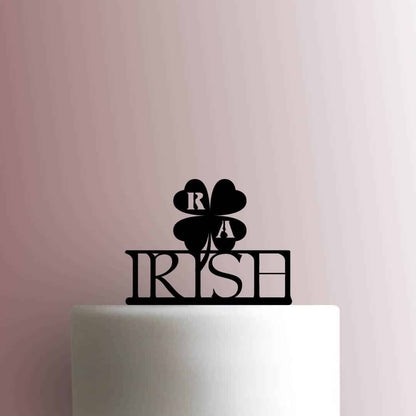St Patricks Day ? Custom Irish Four Clover Shamrock Initials - Acrylic Cake Topper
