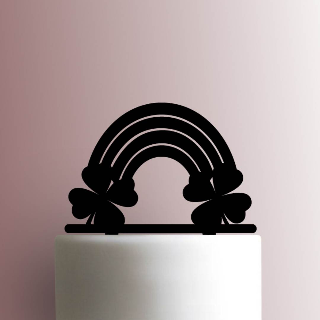 St Patricks Day ? Four Leaf Clover Shamrock Rainbow - Acrylic Cake Topper