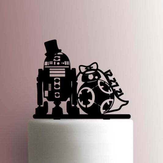 Star Wars ? Custom R2D2 and BB8 Wedding Date - Acrylic Cake Topper
