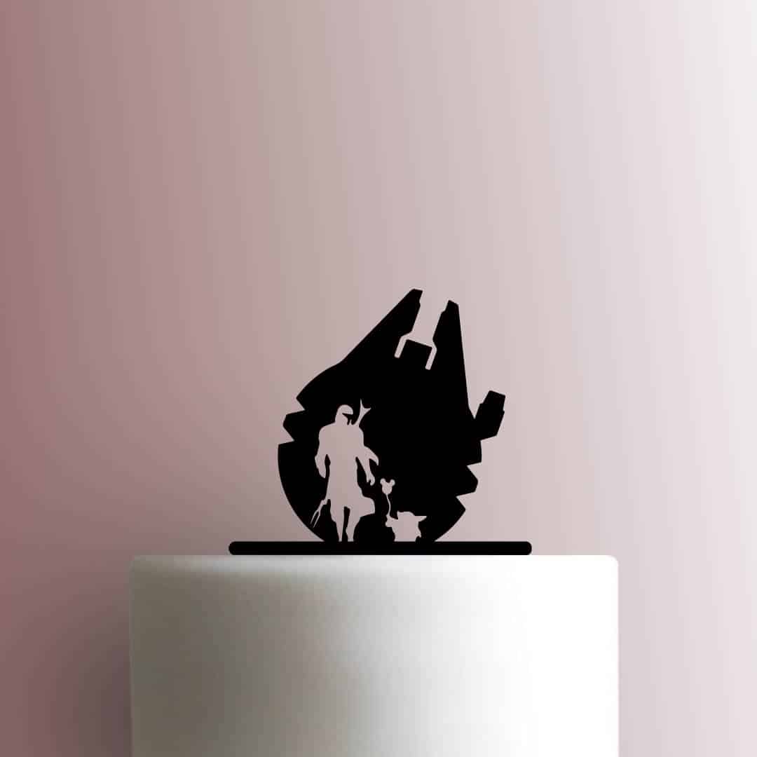 Star Wars ? The Mandalorian ? Death Star Yoda and Boba Fett - Acrylic Cake Topper