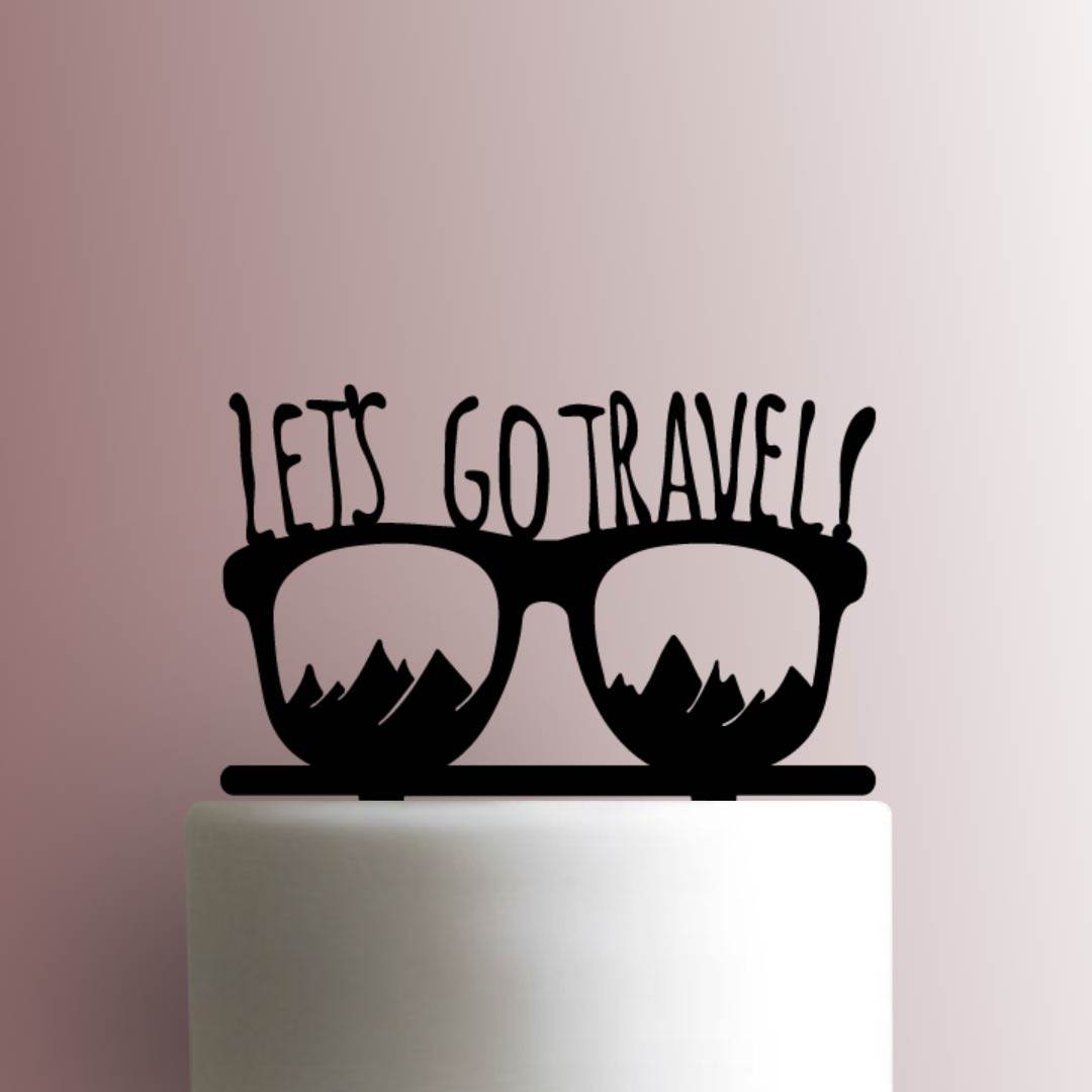Sunglasses Lets Go Travel - Acrylic Cake Topper
