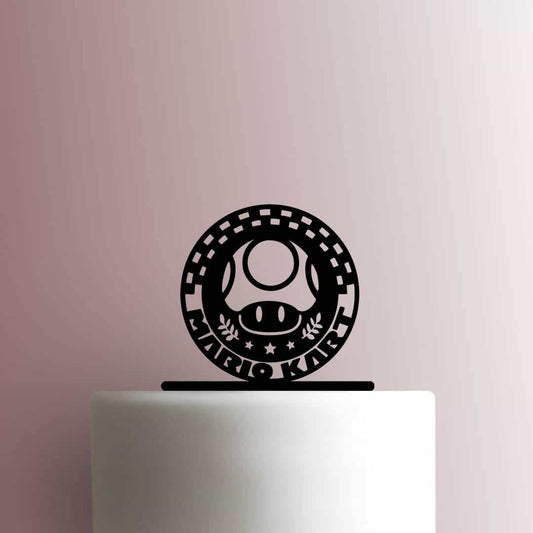 Super Mario ? Mario Kart Mushroom Cup Badge - Acrylic Cake Topper