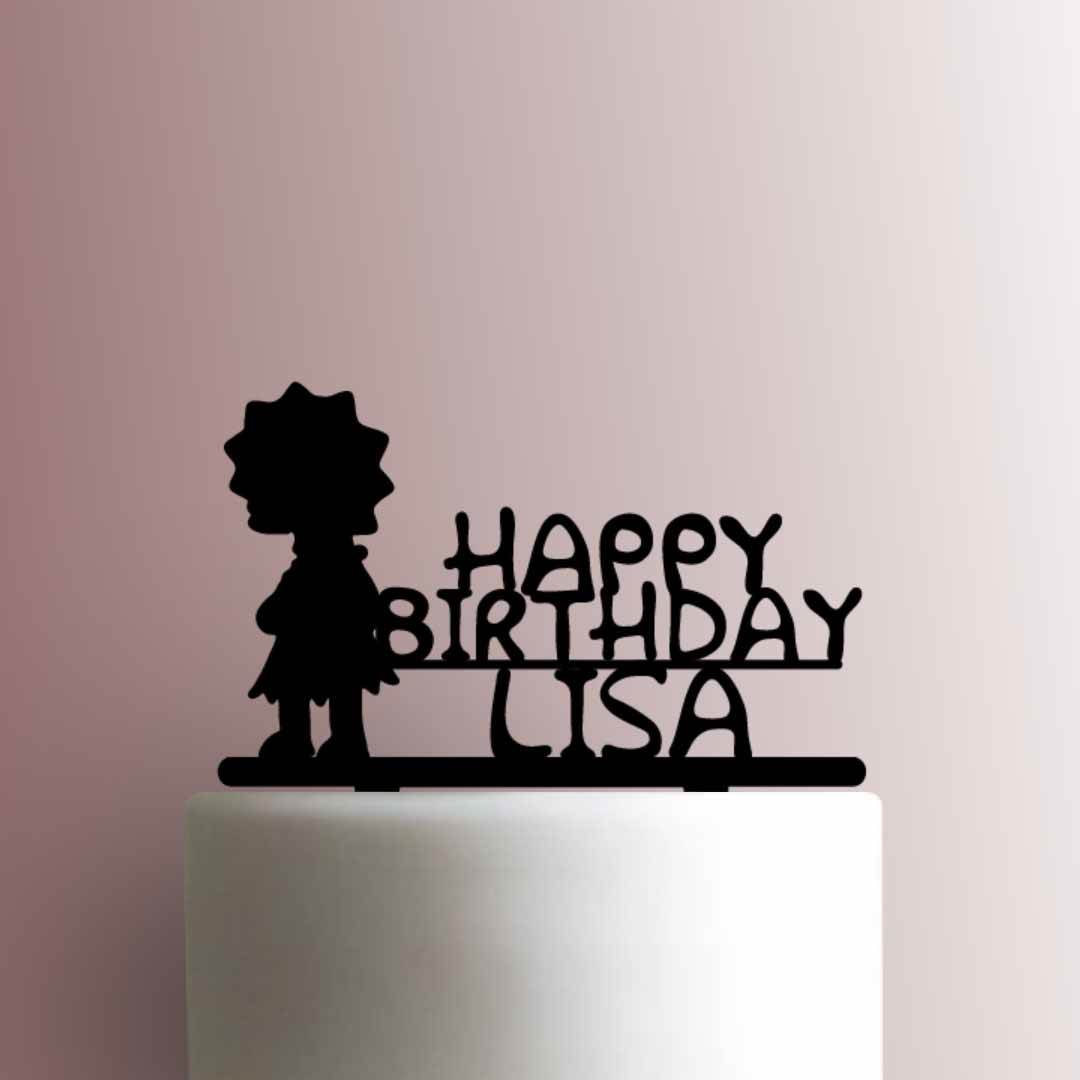 The Simpsons ? Lisa Happy Birthday Name 225-A28- Acrylic Cake Topper