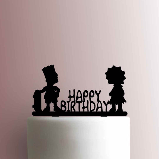 The Simpsons ? Lisa and Bart Happy Birthday - Acrylic Cake Topper